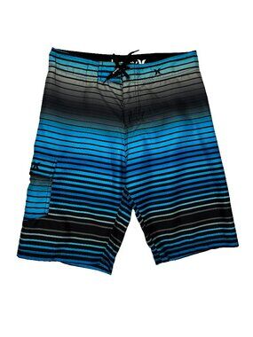 Hurley NEW Board Surf Beach Swim Blue Cargo Shorts Boys Youth 16 Waist 30
